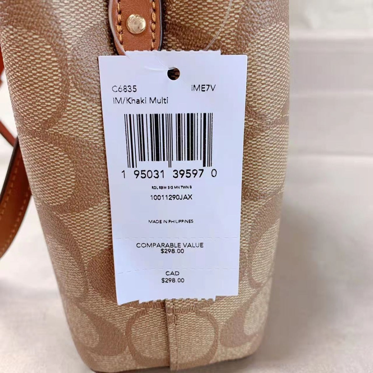 Coach C6835 Mini Town Bucket Bag In Signature Canvas In Khaki Multi Coach C6835 Mini Town Bucket Bag In Signature Canvas In Khaki Multi